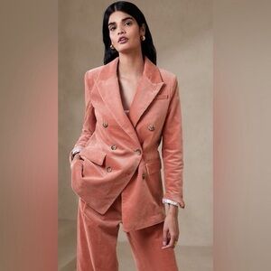 Banana Republic Blazer Jacket Womens 10 Pink Blush Rivoli Oversized Corduroy